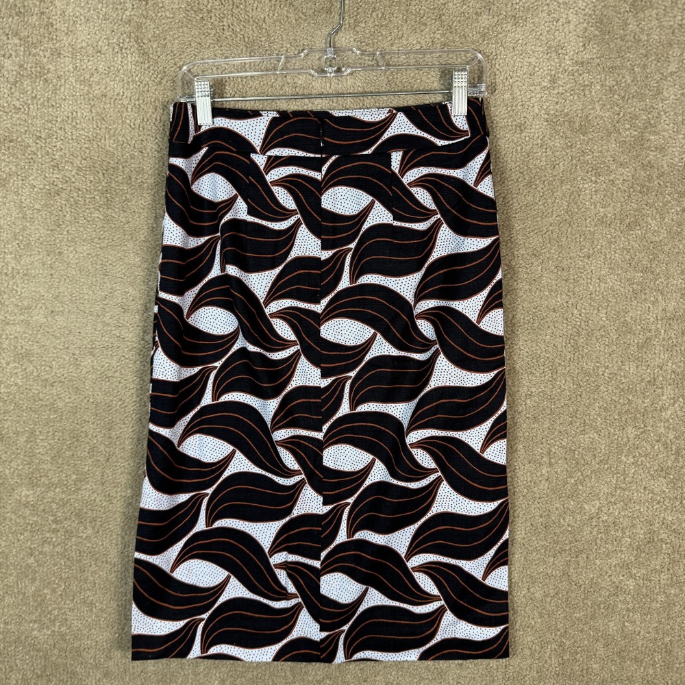Ann Taylor Skirt Womens 2 Black Geometric Print Pencil Lined Stretch Work Office - Picture 7 of 11